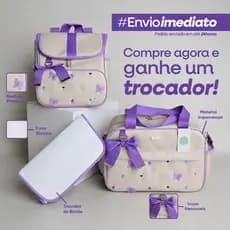 Kit New York Bolsa Maternidade 2 Peças Mala e Mochila Luxo Impermeável Bebê