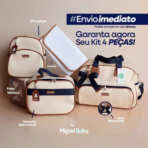 Kit Bolsa Maternidade México 4 Peças – Sofisticação luxo