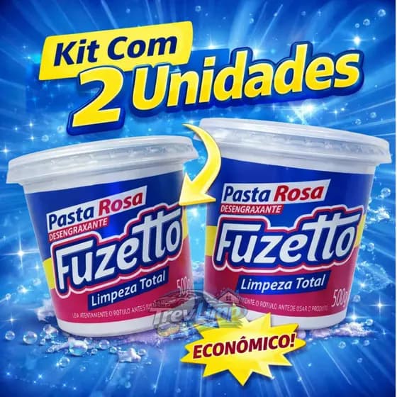 Pasta Rosa Fuzetto 500 mg .Desengraxante Lava Mãos Kit 2 unidades