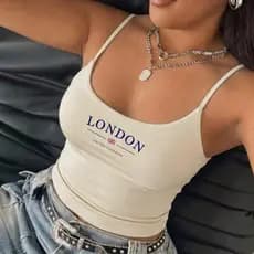 Regata Feminina LONDON UNITED KINGDOM Blusa Feminina de alcinha Basic Forrada Moda Casual Comfy