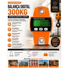 Balança Digital 300kg Guindaste Industrial Portátil Visor LCD Suspensa Precisão Pesca Peixes Carnes