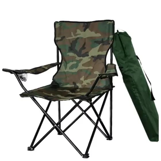CADEIRA DOBRÁVEL CAMPING PESCA + BOLSA E SUPORTE PARA COPO CAMUFLADA