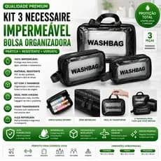Kit 3 Necessaire Impermeável Washbag Bolsa Organizadora