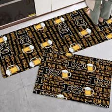 Kit Tapete Jogo Passadeira Cozinha Belga Antiderrapante 2 Peças Gourmet