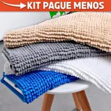 Kit Tapete Bolinha Macarrão Para Banheiro Antiderrapante 60 x 40cm Sintético Dedinho Luxo