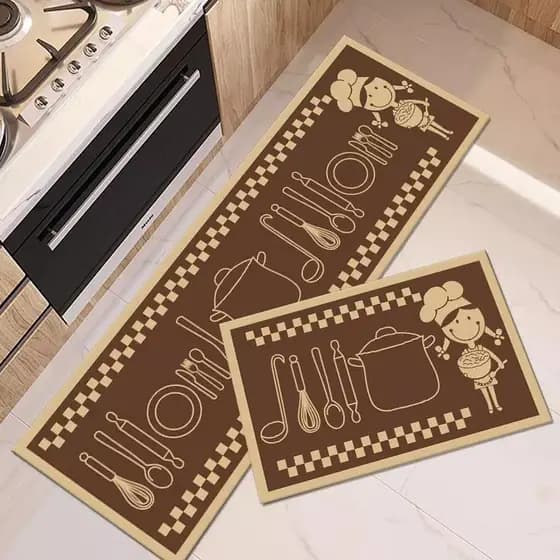 Passadeira Emborrachada Para Cozinha com 2 Peças
