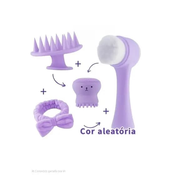 KIT SKINCARE - LIMPEZA FACIAL COMPLETO | Massageador Capilar, Escova facial Polvo, Escova de limpeza facial
