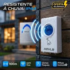 Campainha Sem Fio À Prova D'água Longo Alcance Residencial + 32 Toques Pilha Bivolt Full