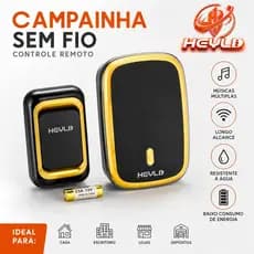 Campainha Sem Fio Longo Alcance (36 Toques) - À Prova D'água e Fácil Instalação - Bivolt