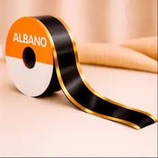 Fita Maxi Albano Preto Ouro 32mmx 100metros Laço Presente Decoração Embalagem