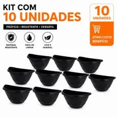 Kit 10 Vaso Meia Lua De Parede Preto Flores Jardim Decoração Flor