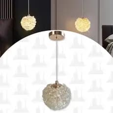 KIT Pendente de Luz Cristal Bola Dourado 1, 2, 3 ou 4 - 7W 3000K Quente 4000K Neutra 6500K Fria