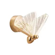 KIT Arandela de parede LED borboleta dourada luxuosa Luz Quente 3000k Sala Quarto