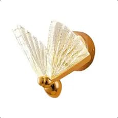Arandela Luminária Borboleta Dourada LED Decorativa Moderna Cristal Luxo 3 Tons de luz Bivolt