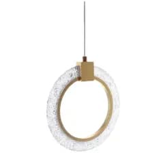 Luminária Pendente Led Anel Arco Cristal Dourado PD1105