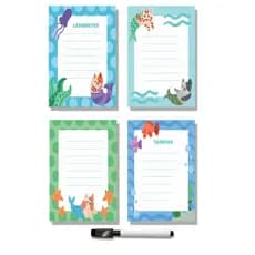 Kit 4 Lousa Magnético Quadro Branco Bilhete Recado Anotações PARA GELADEIRA APAGA FÁCIL