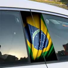 2 Adesivos Coluna De Carro Design COM PELICULA DE PROTEÇÃO RESITENTE BANDEIRA BRASIL ESTILIZADA NOVO