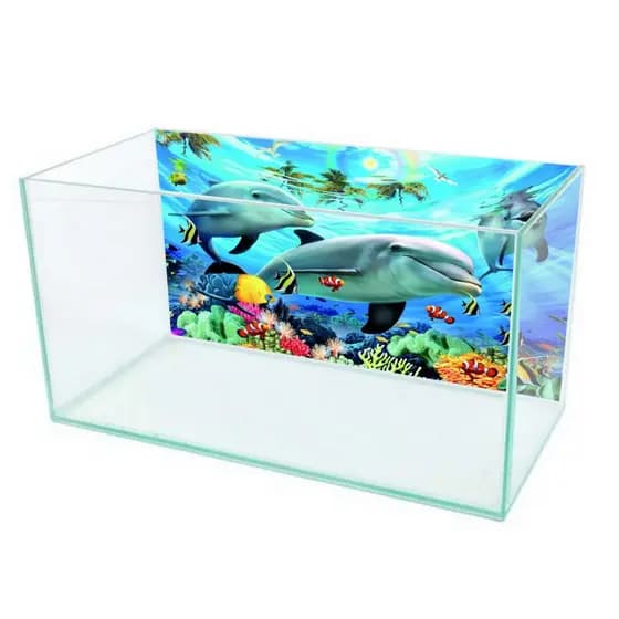 Adesivo Decorativo Vinilico PRÓPRIO Para Fundo De Aquario MAR CORAL PEIXES GOLFINHOS  HD -FD03