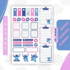 4 Cartelas Adesivos Marcador Planner Caderno Scrapbook Stich DECORE SEU CELULAR E AGENDA FOFINHA
