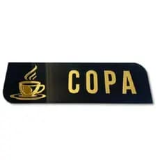 Placa Sinalização COPA COZINHA Indicação Decor Acrílico Preto e dourado HARMONIA AMBIENTE CHARME
