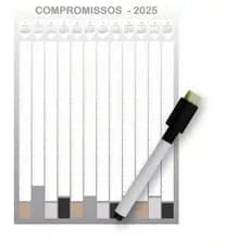 Calendário Anual 2026 Cinza Adesivo Compromissos + caneta - ideal para escritorios, escolas agendar