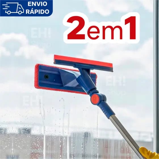 Rodo Multiuso Mágico MOP Extensível Esponja 2 Em 1 Limpa Espelho Vidro Azulejo E Janelas Carro