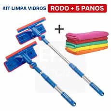 KIT Rodo Limpa Vidro e Janela Extensível 2 em 1 + Pano De Limpeza Microfibra alta Absorção