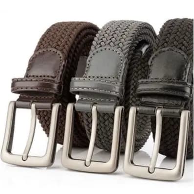 Cinto MasculinoTecido Trançado Elástico Fivela De Metal