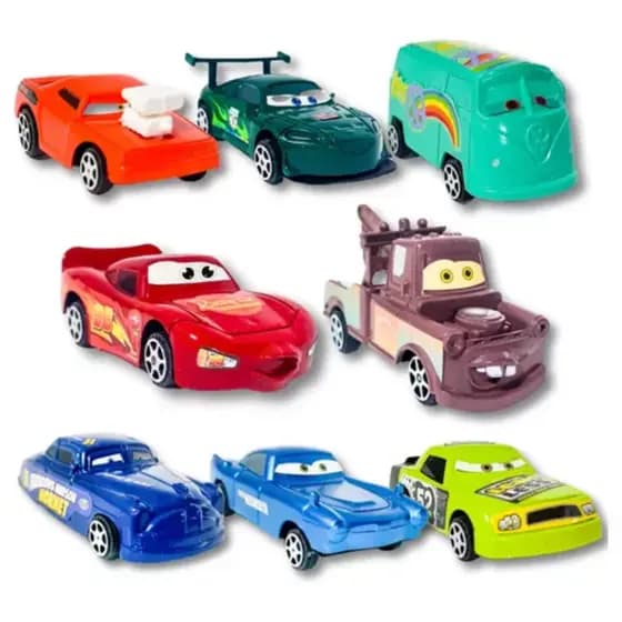 Kit com 6/8 Carrinhos Fricção Filme Carros Relâmpago Mcqueen Brinquedo Infantil