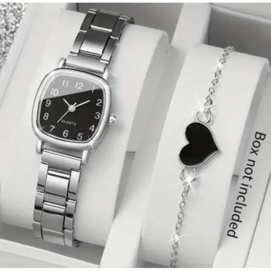 2 Peças, Relógio de Quartzo  e Conjunto Bracelete, Estilo Moderno Unissex. Caixa Box Não incluso.