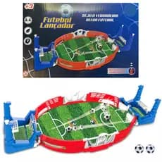 FUTEBOL DE MESA COM LANÇADOR TABULEIRO BRINQUEDO INTERATIVO PORTÁTIL JOGO GOL INFANTIL PINBALL 38CM