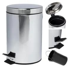 Lixeira INOX 3 LTS COM Pedal ANTIDERRAPANTE Cesto Removível Higiênico Aço Inox METAL LIXO BANHEIRO