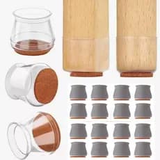 KIT PROTETOR DE SILICONE COM FELTRO FLEXIVEL PEZINHO PARA CADEIRA MESA E MOVEIS COZINHA PÉ REDONDO
