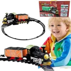 TREM COM Pista TRENZINHO EXPRESSO Ferrorama Classico LOCOMOTIVA VAGÕES TRILHOS LUZ SOM FERROVIA 74CM