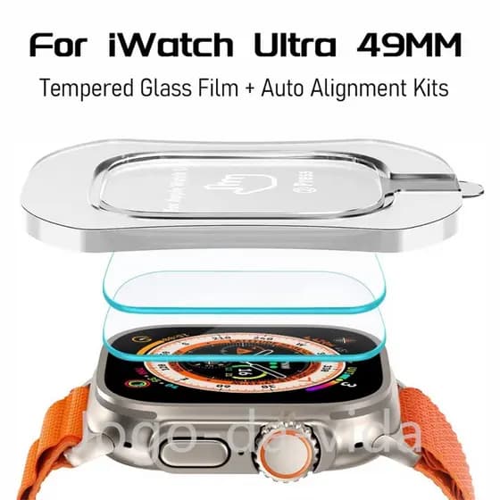Fácil instalação Protetor De Tela para Apple Watch Ultra 49mm Com Kit De posicionamento Compatível A Tampa Protetora Do PC iWatch Ultra 49mm Película De Vidro Temperado 9H Sensível Ao Toque Transparente DK store DK store