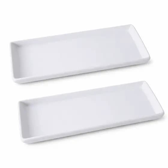 Kit 2 Bandejas Travessa Retangular Cerâmica P/ Buffet, Festas Cozinha