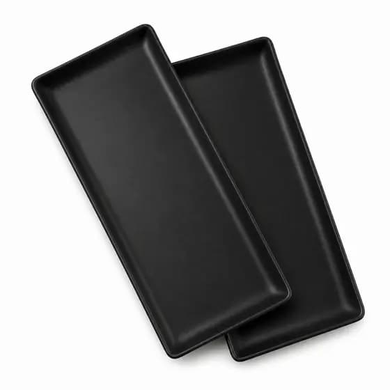 Kit 2 Travessa Retangular em Cerâmica 30cm Para Chá Revelação Doces Chá de Bebê Festas Buffet e Decoração