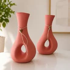 Vaso Decorativo Sala Kit 2 Peças Cerâmica Fosca Moderno Estante Luxo Presente
