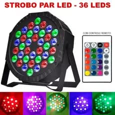 Canhão Refletor 36 Leds Jogo de Luz Par RGB Strobo Iluminação Igreja Dj Balada Festa Bivolt