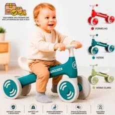 Bicicleta Equilíbrio Infantil 4 Rodas Retrô Sem Pedal - Várias Cores