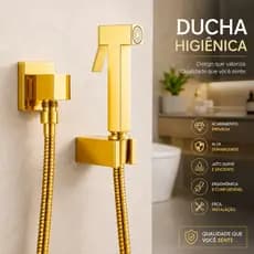 Ducha Higiênica Dourada Para Banheiro Lavabo  1/4 Volta Completo Dourado Luxo Gatilho Inox 304
