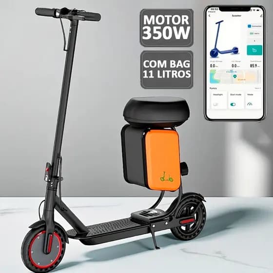Patinete Elétrico Profissional Assento 350w Motorizado + Bag Autonomia Longa Bluetooth