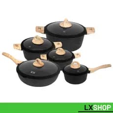 Jogo de Panelas Antiaderentes Pretas com Tampas de Vidro e Fácil Limpeza para Praticidade na Cozinha