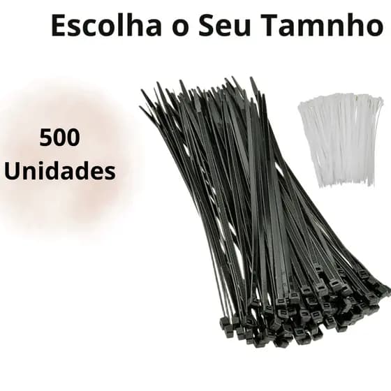 Kit 500 Enforca Gato Cinta Plástica Nylon Abraçadeira Preto