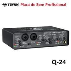 Teyun Placa de Som Profissional Q-24 Completo para Podcast e Live