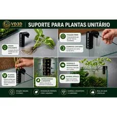 Suporte Unitário para Plantas Aquáticas – Encaixe em Vidros até 12mm