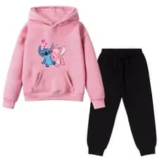 Kit Conjunto Blusa E Calça Moletom Flanelado Infantil Sti-tch Casal Desenho - Envio Imediato