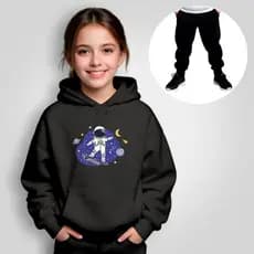 Conjunto Moletom Infantil Inverno Astronauta Skate Espaço Menino Menina Unissex Roupa Kids