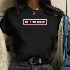 camiseta blackpink camiseta feminina preta de algodão kpop bts blackpink Promoção