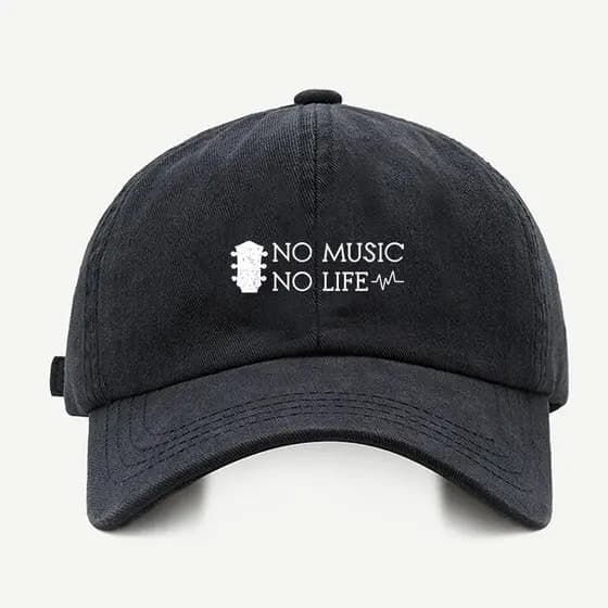 Bone baseball masculino preto Sem Musica Sem vidaCom regualgem cores bege e branco